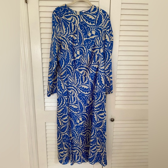 Zara Long Printed Dress - Satin Maxi Dress - Picture 2 of 15